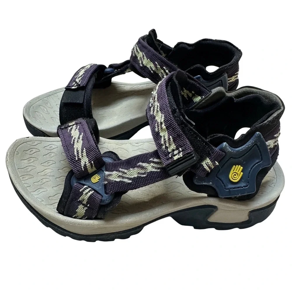 Teva Stratum Women's Sport Sandals S/N 6430 Size US 5 Navy Lime Green Geometric